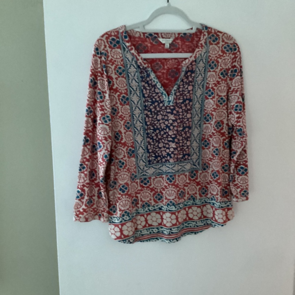 Lucky Brand XL 3/4 sleeve split neck top